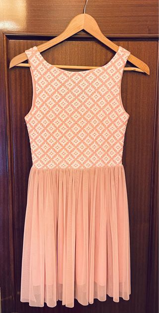 Vestido rosa con cremallera y estampado