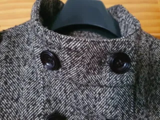 Abrigo paño jaspeado marrón y gris