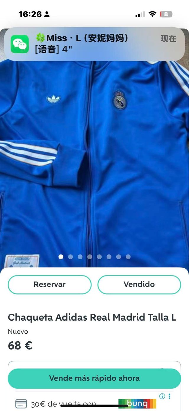Chaqueta Adidas Real Madrid Talla XL