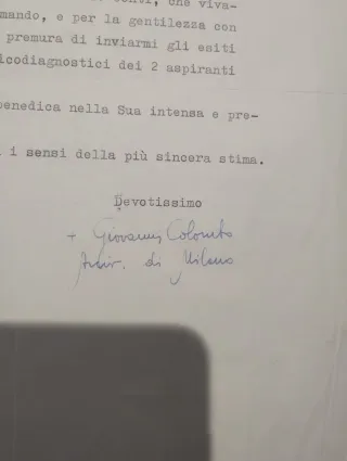 Firma Arcivescovo Giovanni Colombo