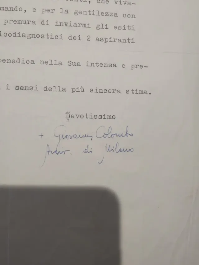 Firma Arcivescovo Giovanni Colombo