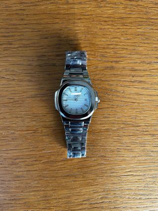 Orologio da uomo con quadrante in argento bianco