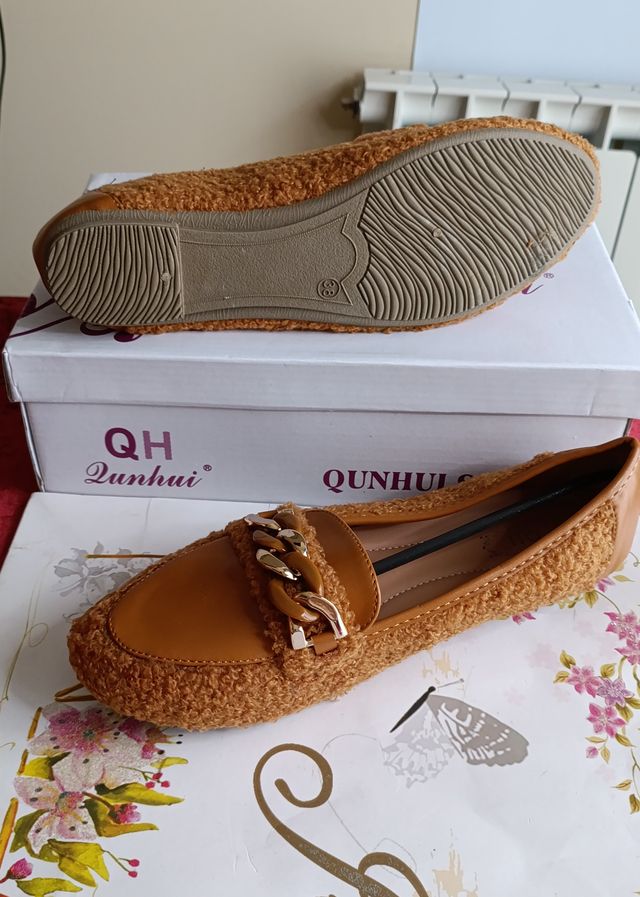 Mocasines camel borreguito nuevos #38