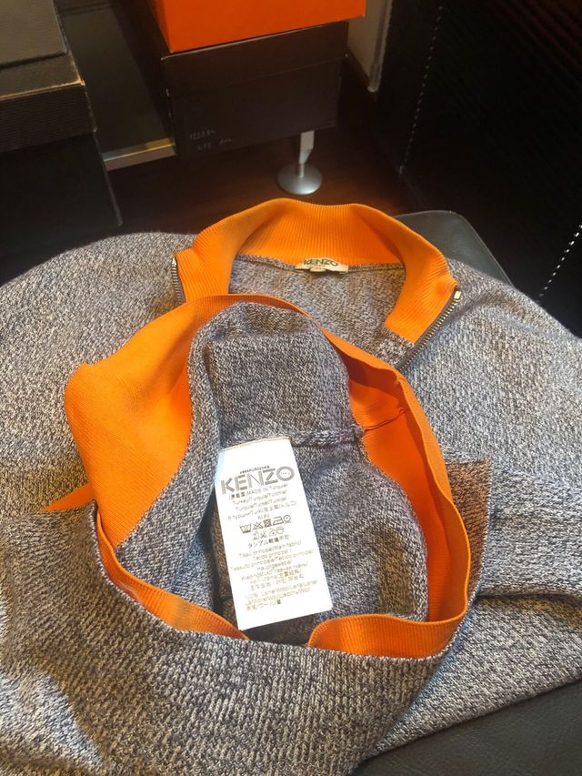 Jersey Kenzo Gris Naranja Media Cremallera