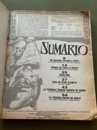 Revista antigua de terror Creepy