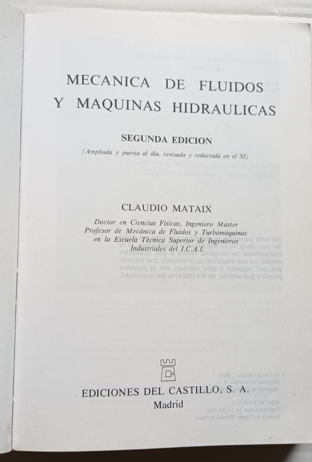 Mecánica de fluidos y máquinas hidráulicas