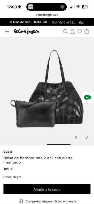 Bolso Tote Guess Negro Perforado