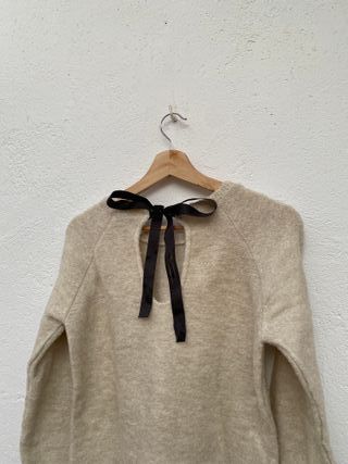 Jersey Stradivarius Punto Suave Beige Lazo