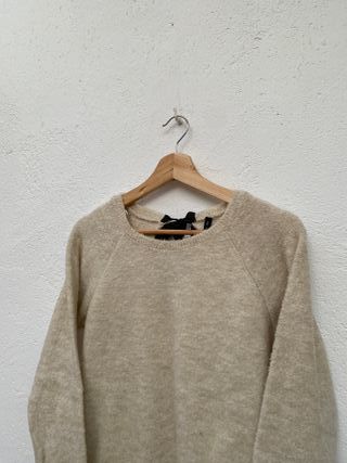 Jersey Stradivarius Punto Suave Beige Lazo