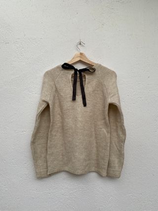 Jersey Stradivarius Punto Suave Beige Lazo