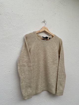 Jersey Stradivarius Punto Suave Beige Lazo