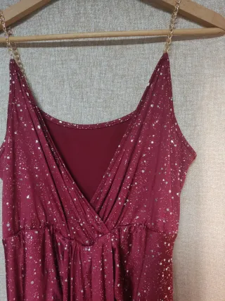 Vestido lentejuelas dorado y rojo