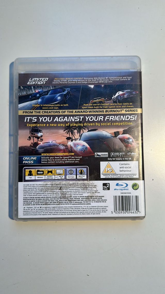 Need for Speed Hot Pursuit PS3 Edición Limitada