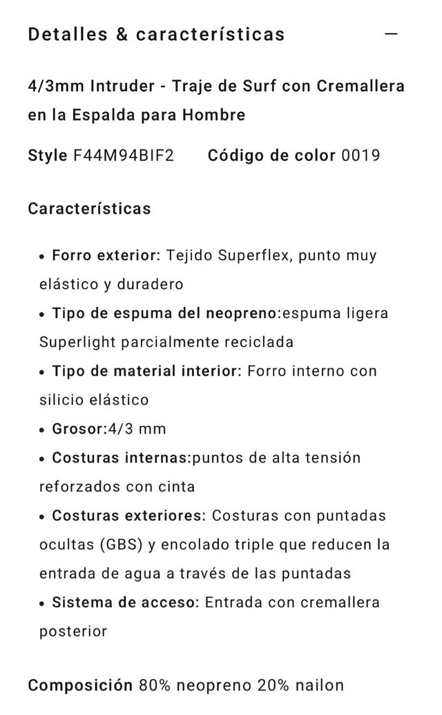 Neopreno Billabong 4/3 Hombre Talla L