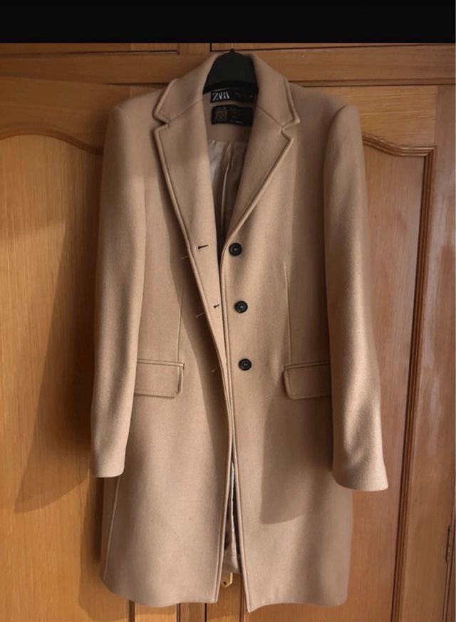 Abrigo Zara Lana Beige Talla M
