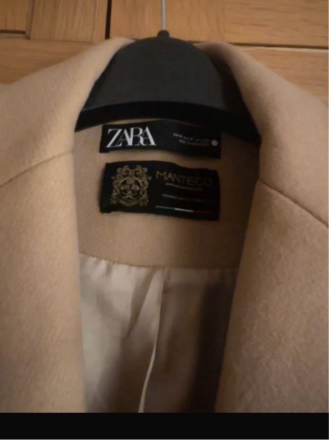 Abrigo Zara Lana Beige Talla M