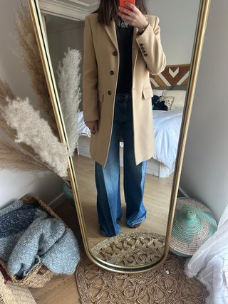 Abrigo Zara Lana Beige Talla M. más del 75% lana