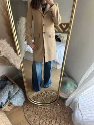 Abrigo Zara Lana Beige Talla M. más del 75% lana