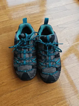 Zapatillas Merrell trekking grises y turquesa