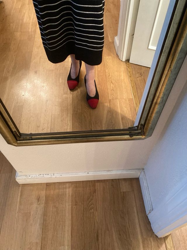 Zapatos Oriense Ante Rojo y Negro