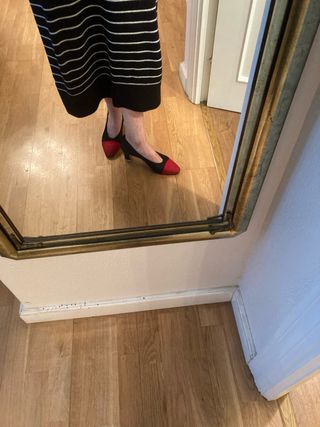 Zapatos Oriense Ante Rojo y Negro