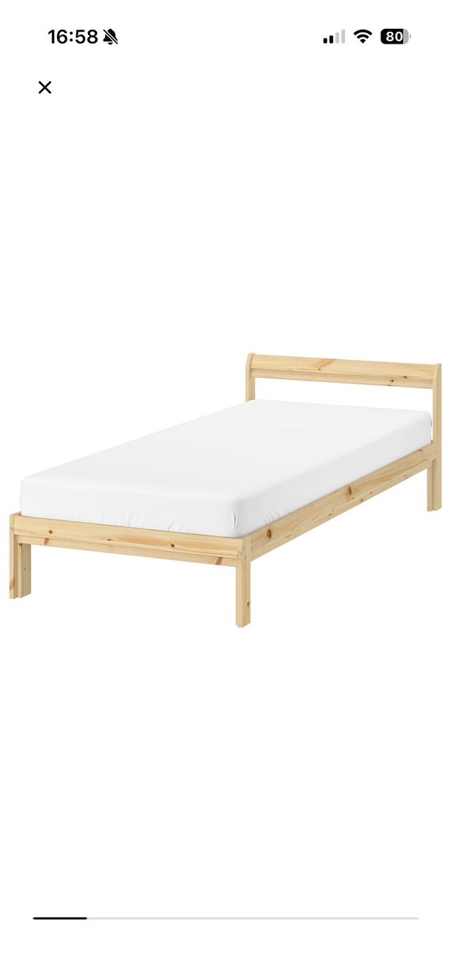 Cama individual madera 90x200 IKEA con somier