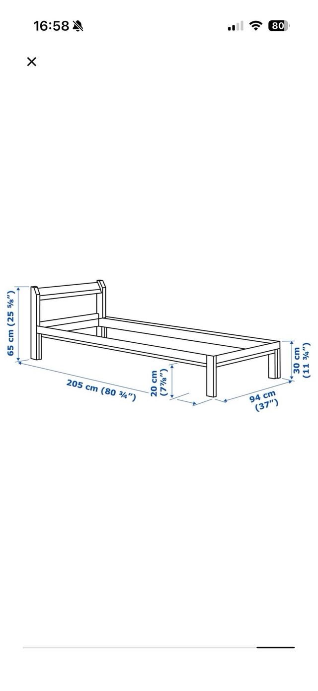 Cama individual madera 90x200 IKEA con somier