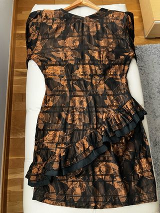 Vestido fiesta negro y marrón, Oro, viejo