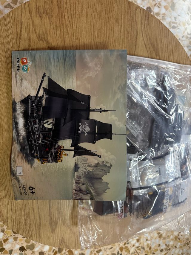 Barco Pirata Negro Bloques Construcción