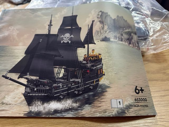 Barco Pirata Negro Bloques Construcción