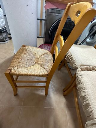 3 Sillas Madera Tapizadas Beige