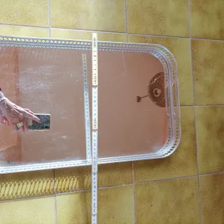 Vassoio rettangolare argento e vetro