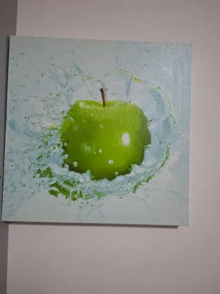 Quadri in tela Mela Verde, banana e fragola, Acqua