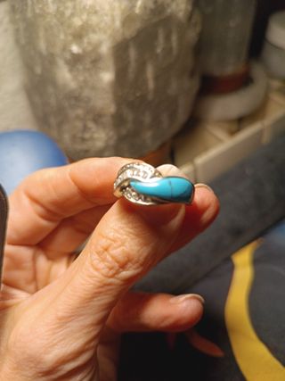 Anillo Plata Turquesa y Circonitas