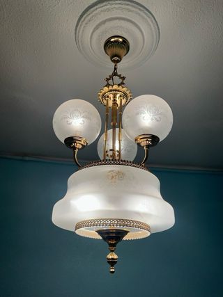 Lámpara colgante antigua cristal y metal