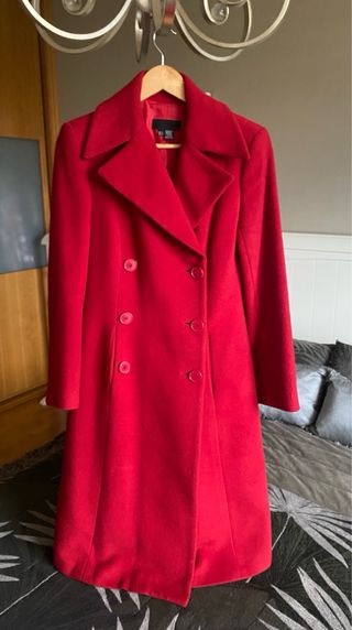 Abrigo Zara paño lana y angora rojo