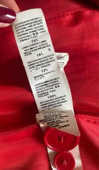 Abrigo Zara paño lana y angora rojo