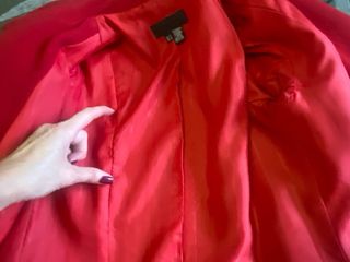 Abrigo Zara paño lana y angora rojo