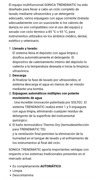 Termodesinfectadora SOLTEC SONICA S.A.M.3
