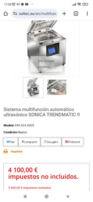 Termodesinfectadora SOLTEC SONICA S.A.M.3