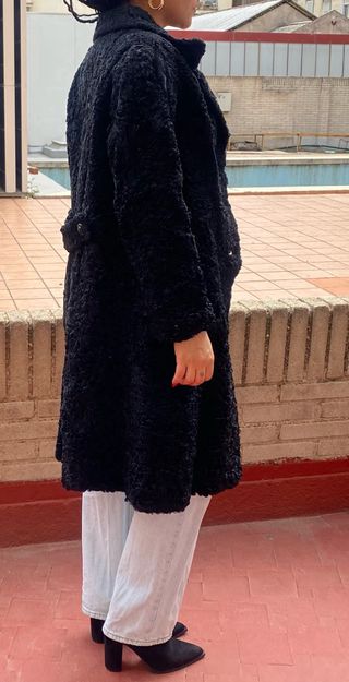 Cappotto vintage in vera pelle nera