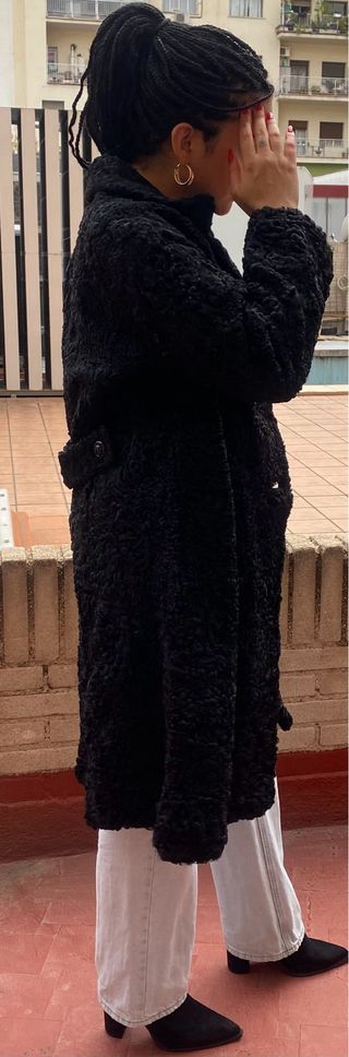 Cappotto vintage in vera pelle nera