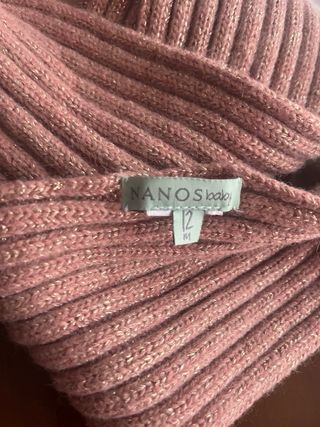 Bufanda Bóboli rosa con pompones impecable