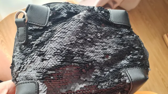 Bolso bandolera MARIAMARE lentejuelas negro/plata