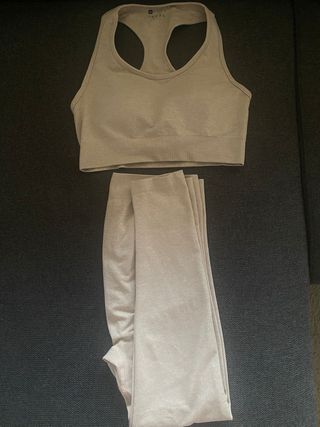 2 conjuntos yoga embarazada, M. Beige y marrón 