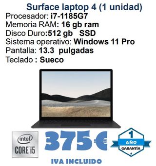 Surface Laptop 4 Intel Core i5 16GB RAM 512GB SSD