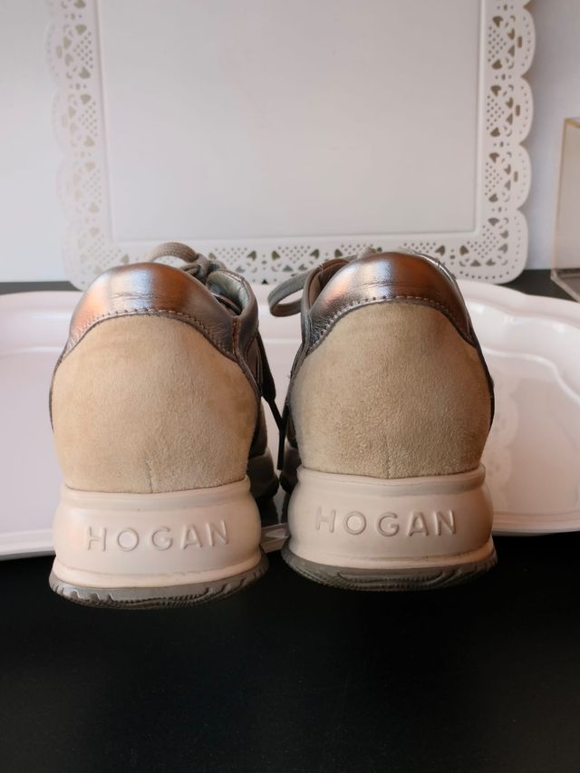 Sneakers Hogan Interactive grigio argento e beige