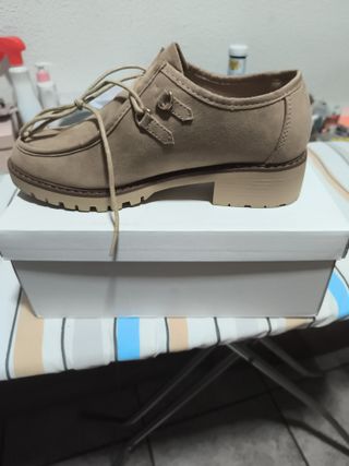 Mocasines mujer beige