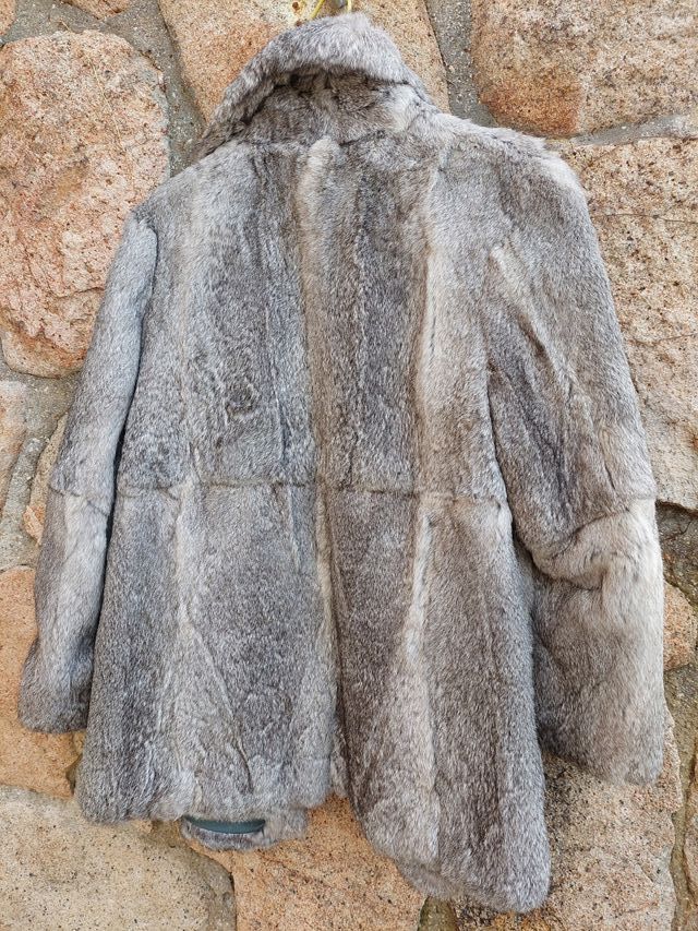 Chaquetón Piel de Conejo Beige/Gris