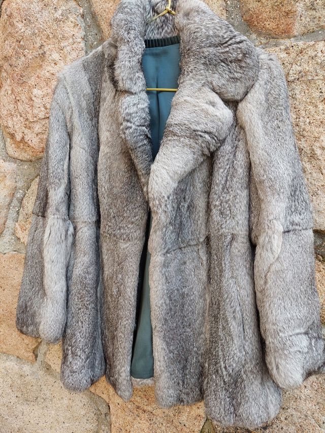 Chaquetón Piel de Conejo Beige/Gris